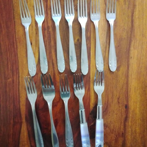 Stainless Steel Forks used, set of 12 with different designs