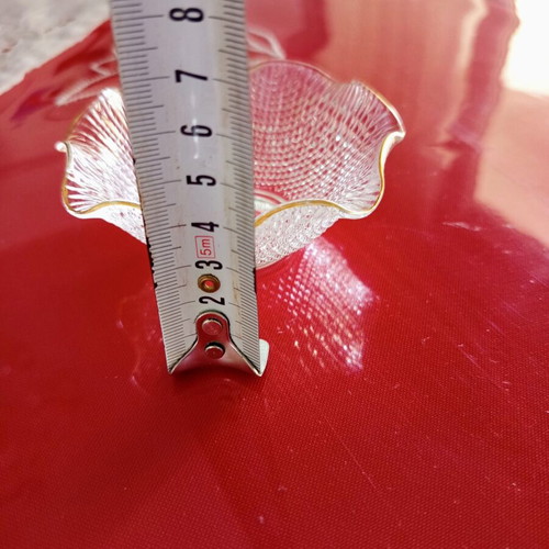 Vintage embossed glass trinket dish with gold trim