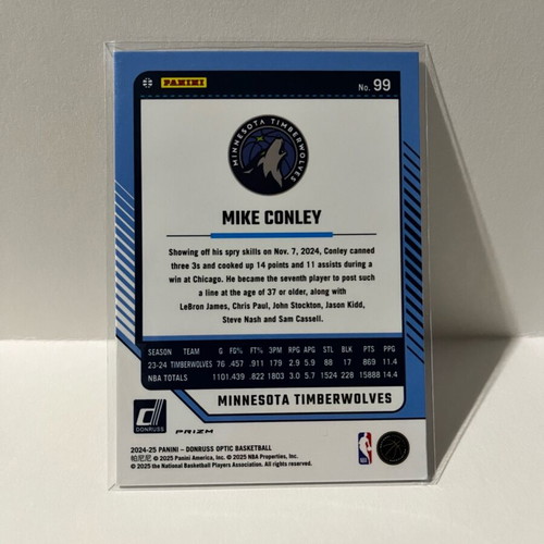 Mike Conley Silver Donruss Optic NBA card like new