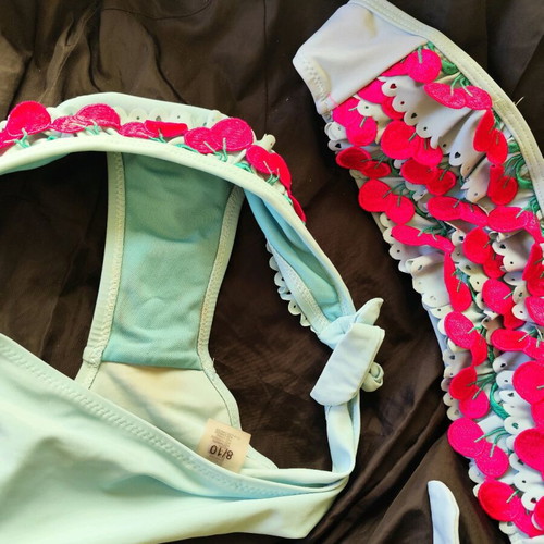 Children's bikini swimsuit used with cherries for ages 8-10