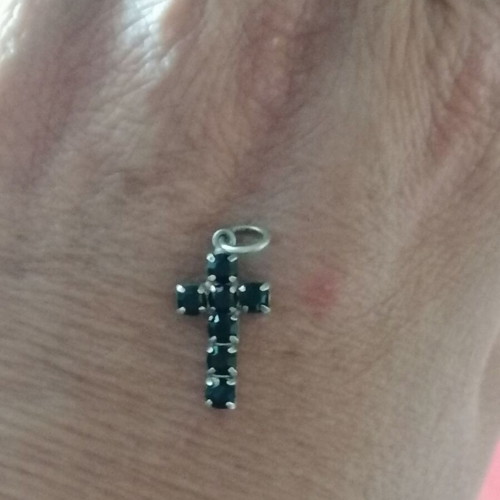 Silver 925 Cross with Black Zircons new