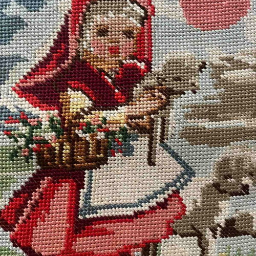 Handmade framed textile artwork like new, 0.31x0.22 m