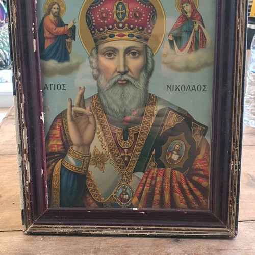 Saint Nicholas icon used, very old, 24×31 cm