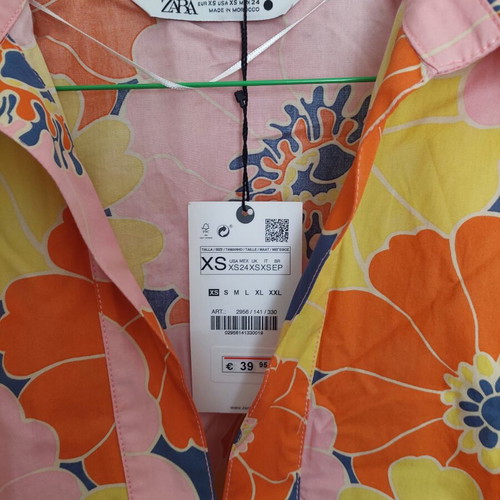 Zara floral shirt with wide sleeves, new, size XS