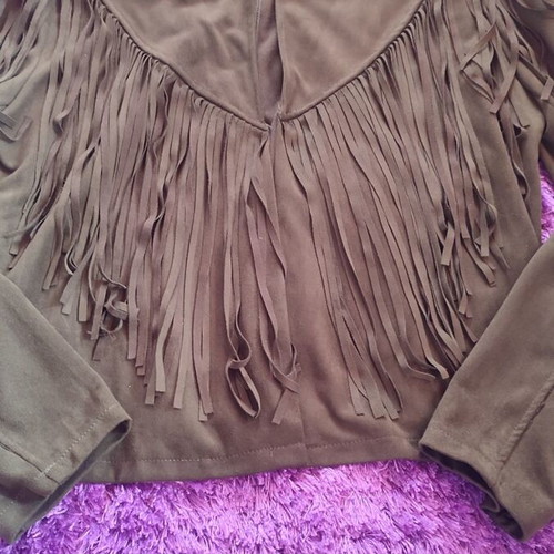 Fridge suede light jacket khaki with fringes new, size S-M