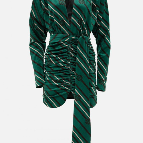 Vassia Kostara Striped Mini Dress new, medium, black and green