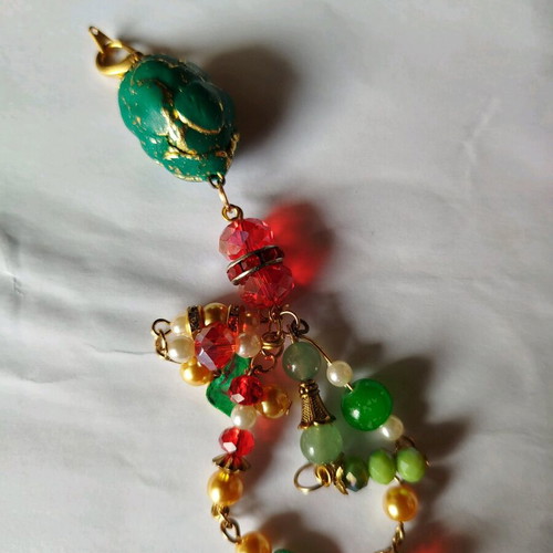 Keychain and purse charm handmade new, red and green