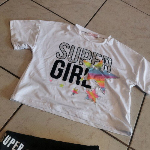 Super Girl kids set crop top and shorts like new