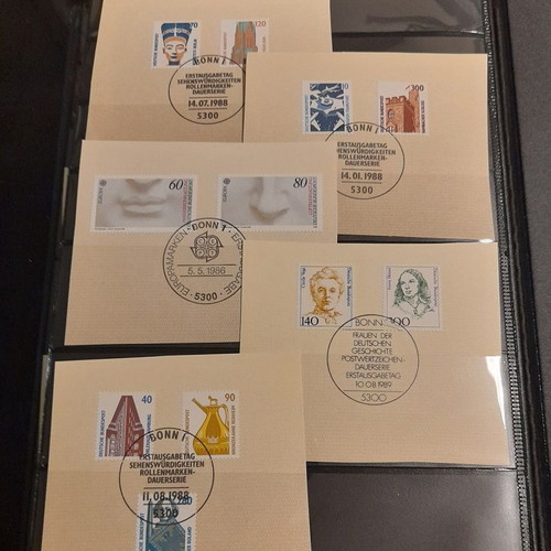 Germany stamp collection used, 100 complete paper series with commemorative postmarks
