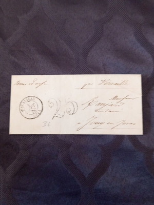 French letter of correspondence 1853 used with postal stamps