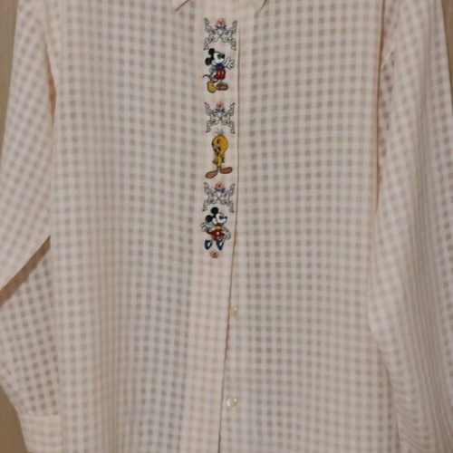 Yellow semi-transparent shirt with patterned buttons new