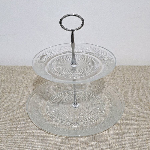 Vicko glass two-tier platter 20&25cm new