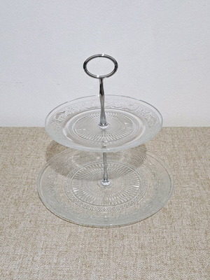 Vicko glass two-tier platter 20&25cm new
