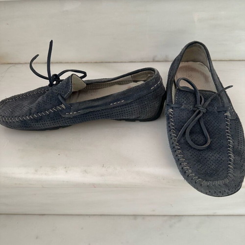 Geox men's moccasins used, leather, blue, size 40