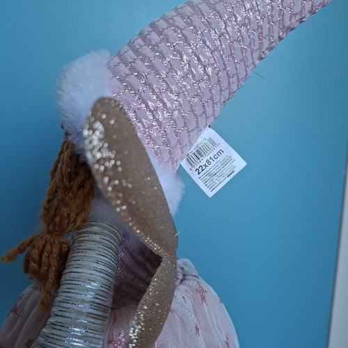 Christmas angel figure with pink dress 81cm