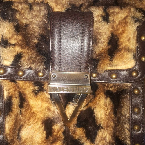 Valentino crossbody bag fur print animal like new, beige brown