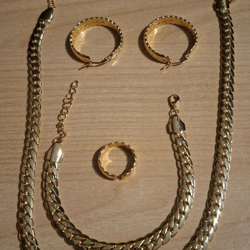 925 Silver Gold-Plated Jewelry Set, 4 Pieces, 88.4g