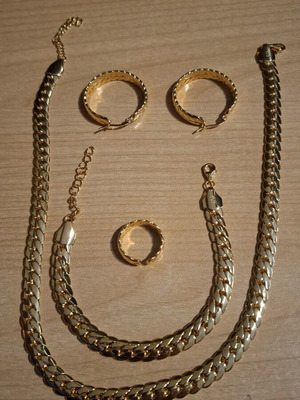 925 Silver Gold-Plated Jewelry Set, 4 Pieces, 88.4g