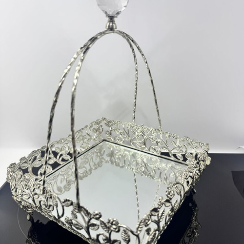 Decorative metal fruit basket with mirror vintage style