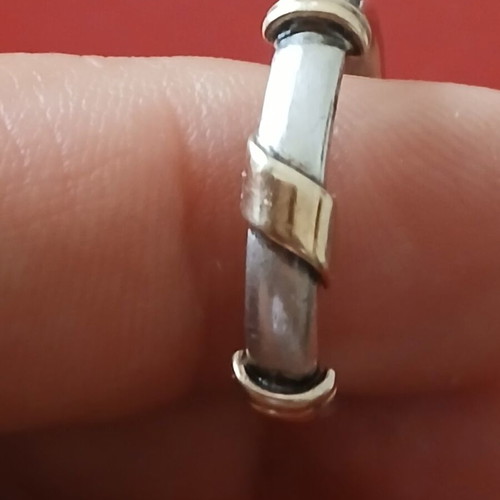 Silver gold ring 925 and 585, like new, 17 mm