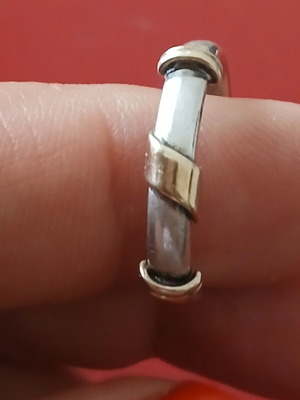 Silver gold ring 925 and 585, like new, 17 mm