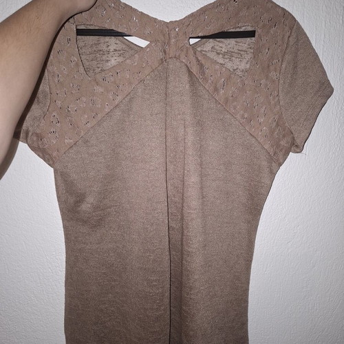 Short-sleeve top with heart used, beige and brown, size M
