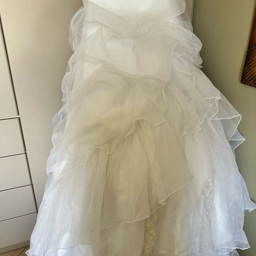 Wedding dress satin with lace and embroidered crystals, like new, size L