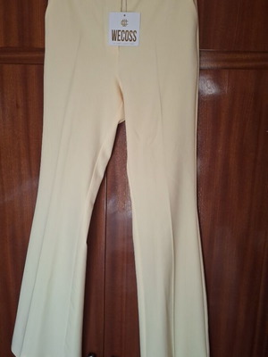 We Coss yellow small flared fabric pants new