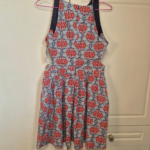 Zara printed dress with cut outs Large new, 100% cotton