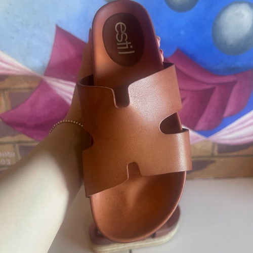 Estil platform sandals, tan brown, size 36