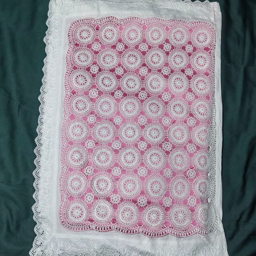 Vintage 60s pillowcases set of 2 used with handmade crochet lace