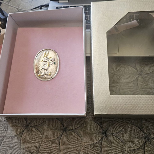 Silver photo album for baptism with Bugs Bunny, like new