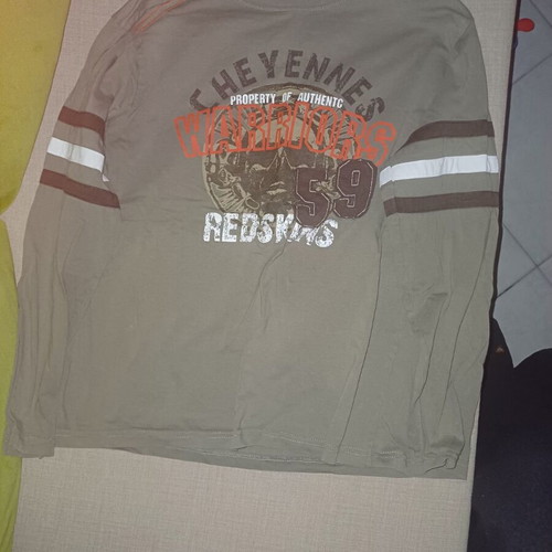 Yigga Teen Long-Sleeve Shirt 152/158 like new, khaki with Warriors 59 print
