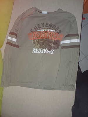 Yigga Teen Long-Sleeve Shirt 152/158 like new, khaki with Warriors 59 print