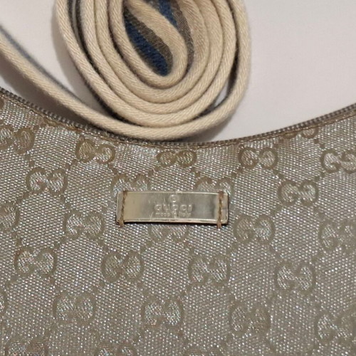 Gucci Crossbody Bag Metallic Silver Canvas used