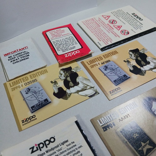 Zippo Limited Edition lighter cards used