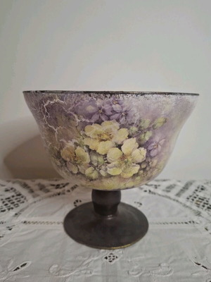 Fruit Bowl Handmade in Pale Colors with Flowers