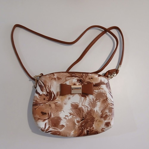 Brown shoulder bag with bow