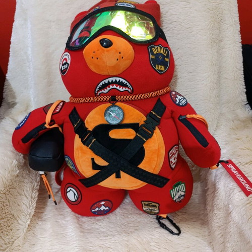 Sprayground Limited Edition Global Expedition Teddybear backpack used, red