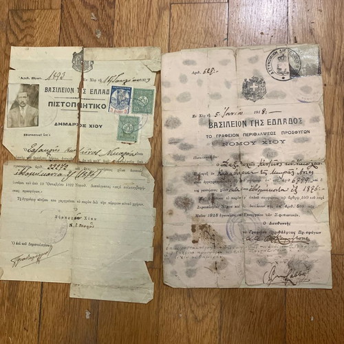 Documents used on refugee care and naturalization from Asia Minor Catastrophe