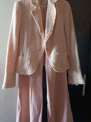 Σετ Zara σακάκι tweed και παντελόνι 38 απαλό ροζ σαν καινούργιο