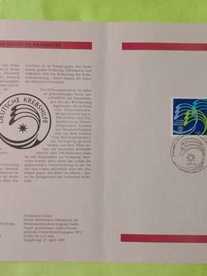 1999 German stamps with Bonn first day cover, unsealed block