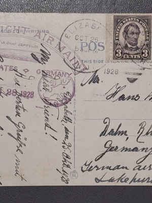 1928 LZ 127 Graf Zeppelin First Return Flight Cover postcard used