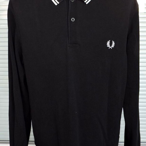 Fred Perry men's black long sleeve polo shirt XL
