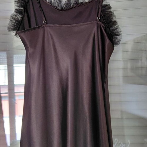 Satin black negligee with adjustable straps