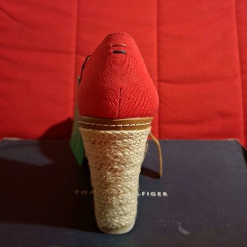 Tommy Hilfiger wedges new, red with straw and leather details