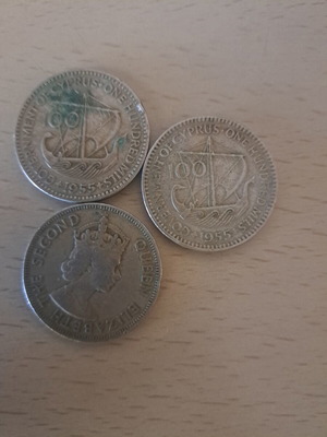 Cyprus 100 Mils Coins 1955 used with Queen Elizabeth