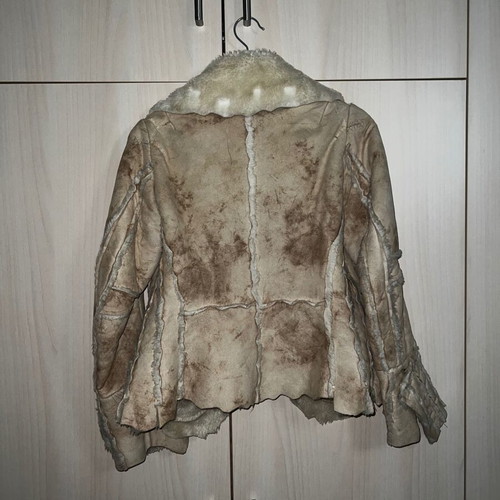 Fur jacket women's like new, beige, size S