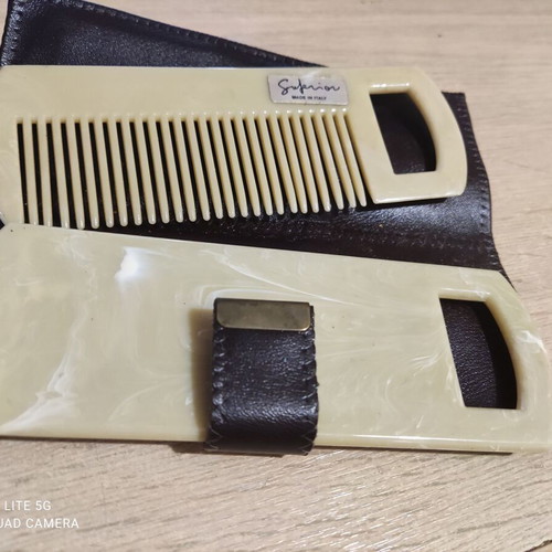 Comb and mirror in leather case like new