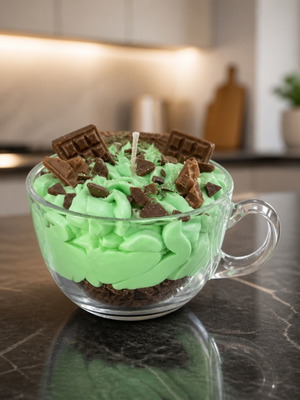 Cup made of soy wax with chocolate scent